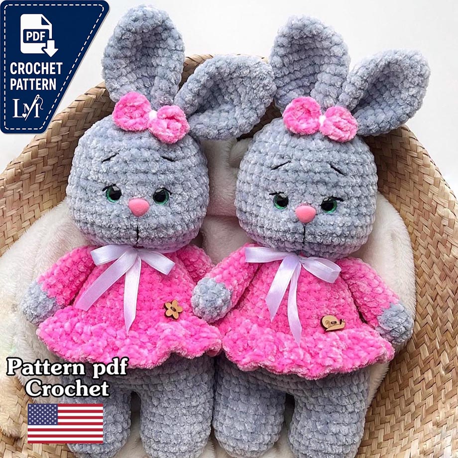 Crochet Bunny Amigurumi Pattern, Plush Toy (PDF)